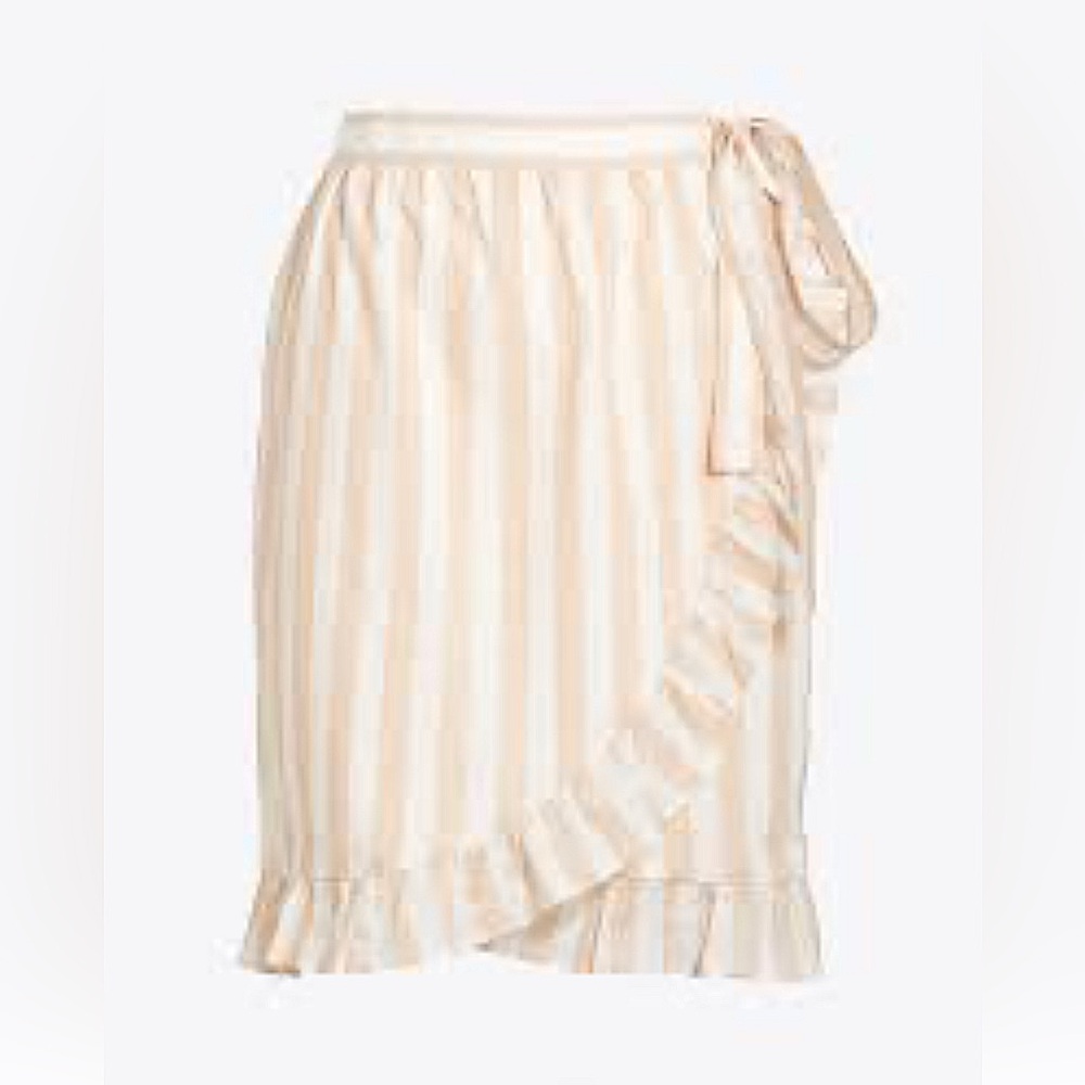 J.CREW Linen Striped Cream Ruffle Skirt 4